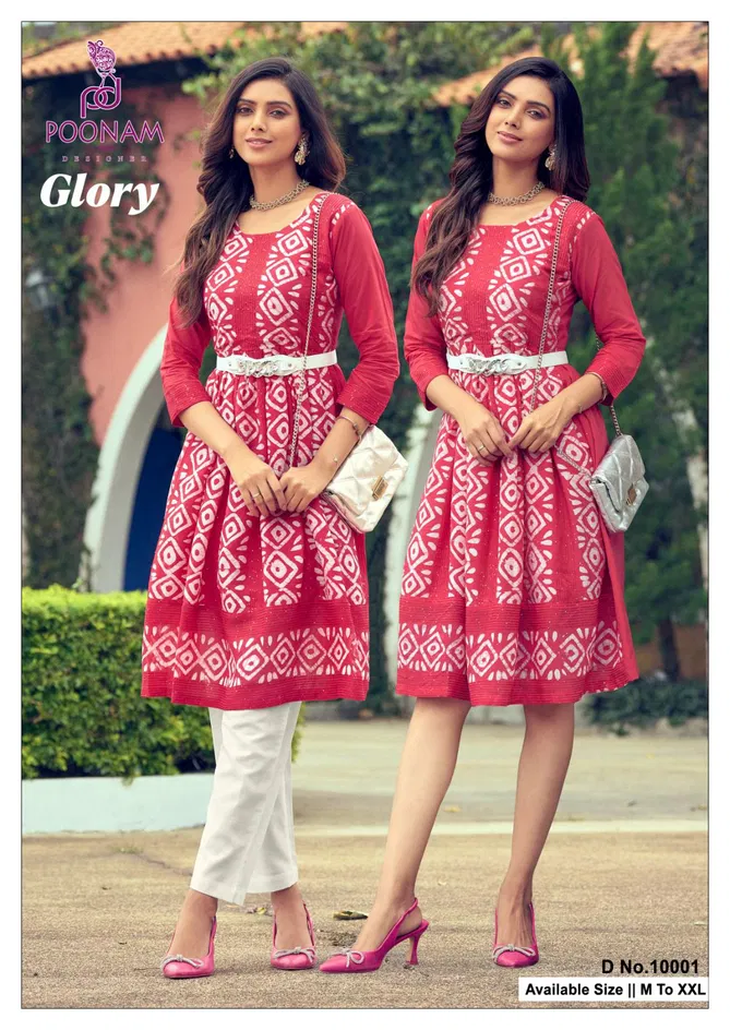 Glory By Poonam Printed Party Wear Kurtis Wholesale Market In Surat With Price